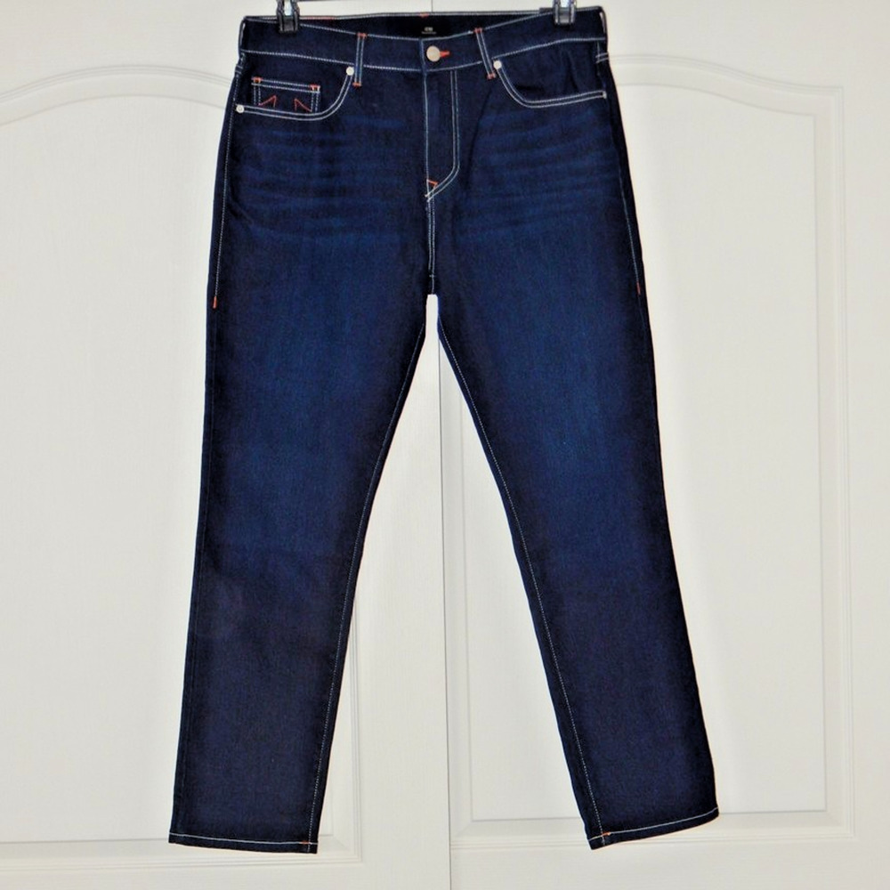 NWT True Religion Men’s GENO Relaxed SN Slim No Flap Dark Wash Jeans Size 36x32